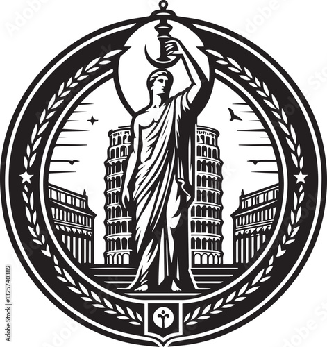 minimalist logo of the tower of pisa