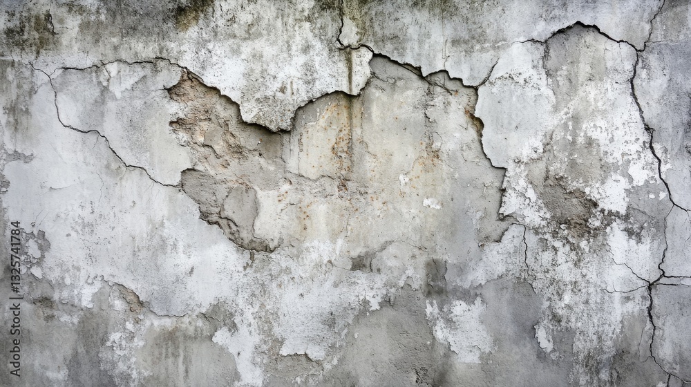 Obraz premium Cracked and Weathered Concrete Wall Texture with Gray Tones