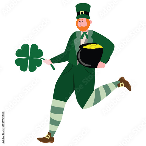 Cute Patrick day  leprechaun  vector cartoon illustration