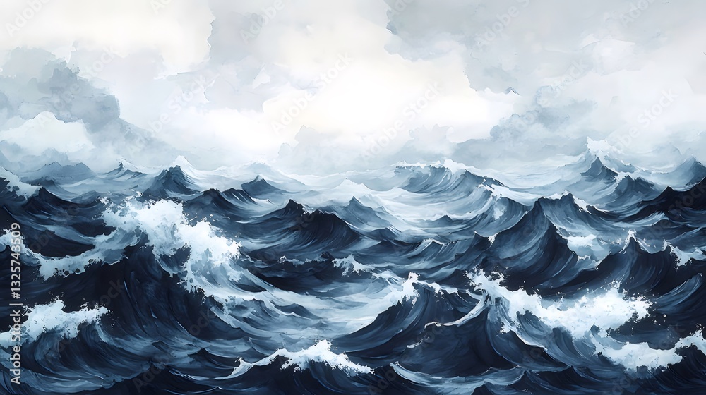 Turbulent Ocean Waves Under a Cloudy Sky Turbulent Ocean Waves Under a Cloudy Sky