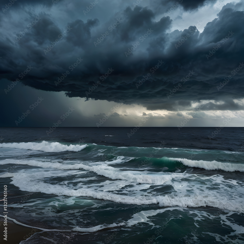 Fototapeta premium Storm Clouds Rolling Over the Ocean