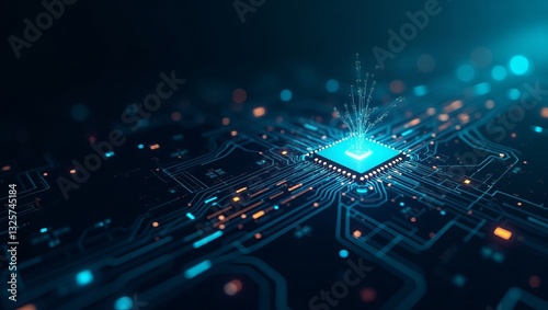 The Heart Of Digital Innovation Pulsates With Vibrant Energy, A Bright Blue Core Exploding With Data Streams Across Intricate Circuit Pathways In A Deep Blue Digital Landscape