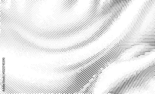 Wavy gradient halftone dots pattern texture background. Vector illustration
