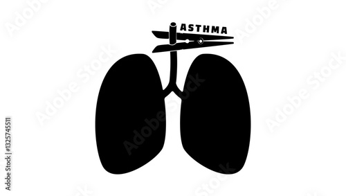 Asthma symbol, black isolated silhouette