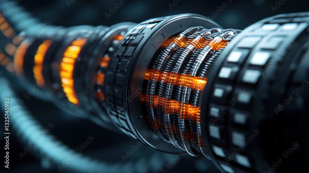 Fototapeta premium Futuristic technological energy core system with glowing internal components