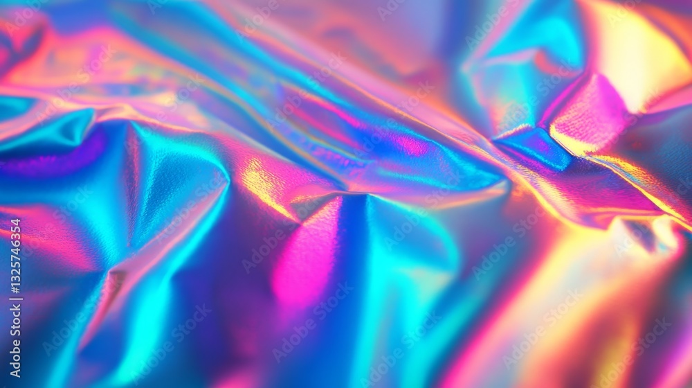 Obraz premium Vibrant Iridescent Foil Texture with Colorful Reflections and Folds