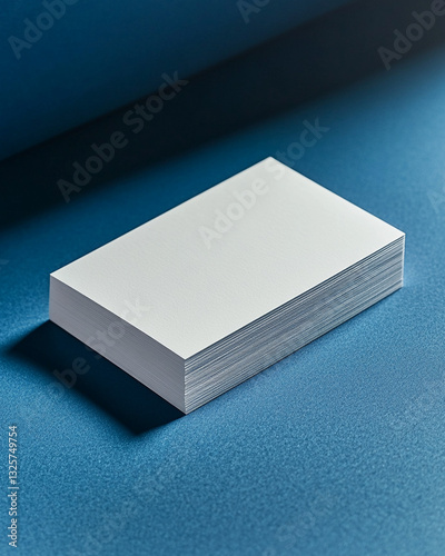 Plain White Paper Business Card Against a Blue Background