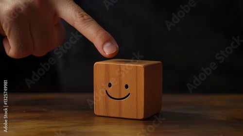 Wooden Smiley Box with Finger Touching and Positive Emotion