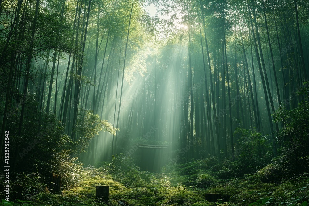 Obraz premium Sunlit Bamboo Forest