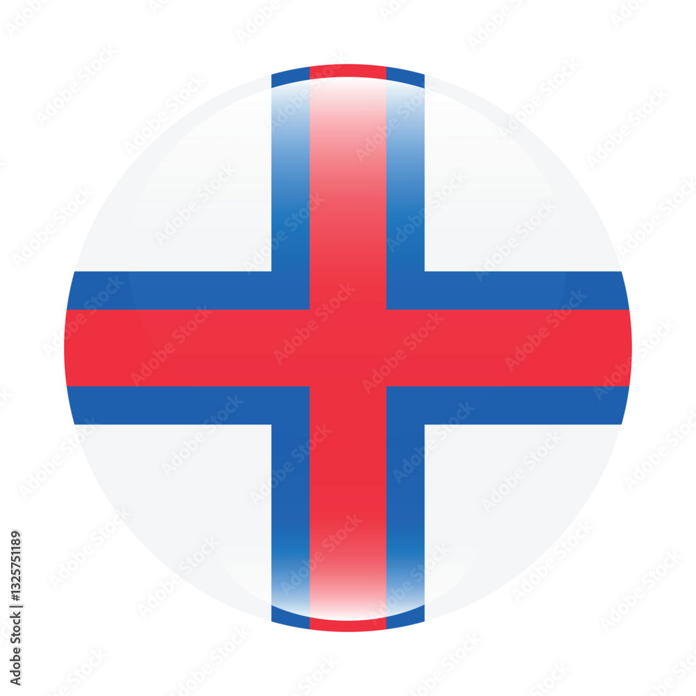 Obraz premium Faroe Islands flag. Button flag icon. Standard color. Circle icon flag. Computer illustration. Digital illustration. Vector illustration.