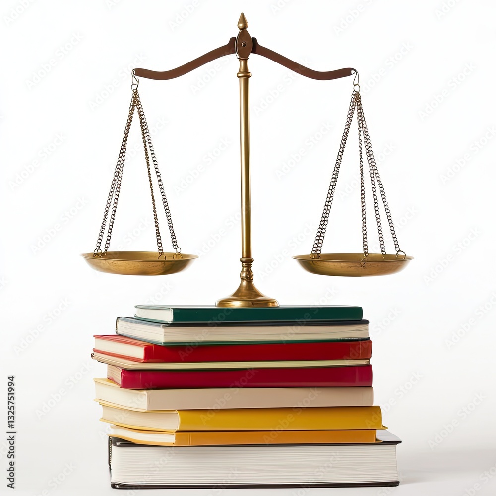 Scales of justice balancing over legal books on white background Scales of justice balancing over legal books on white background