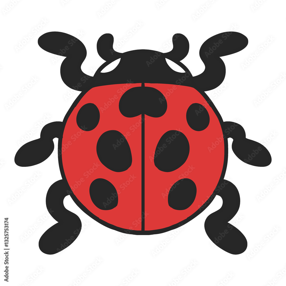 Obraz premium Cute Cartoon-Style Lucky Ladybug Art (color)