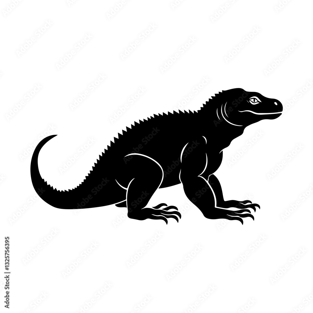Obraz premium Komodo Dragon Silhouette, Wild Reptile