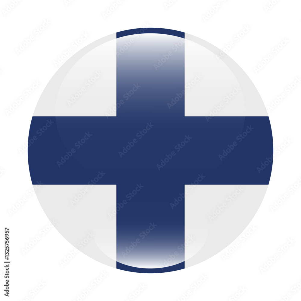 Obraz premium Finland flag. Button flag icon. Standard color. Circle icon flag. Computer illustration. Digital illustration. Vector illustration.