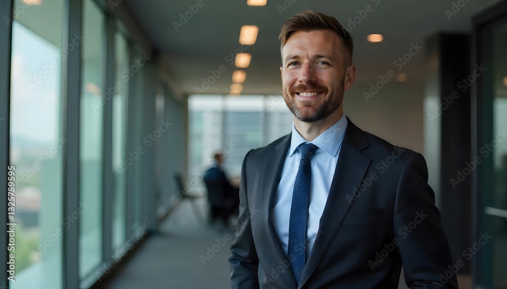 Confident Executive: A sharp, professionally-dressed business executive exudes confidence, standing prominently in a modern office setting, symbolizing leadership and success. Confident Executive: A sharp, professionally-dressed business executive exudes confidence, standing prominently in a modern office setting, symbolizing leadership and success.