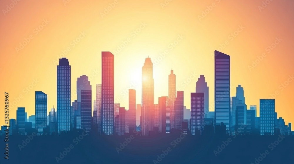 Fototapeta premium Futuristic Cityscape at Dusk with Subtle Gradients