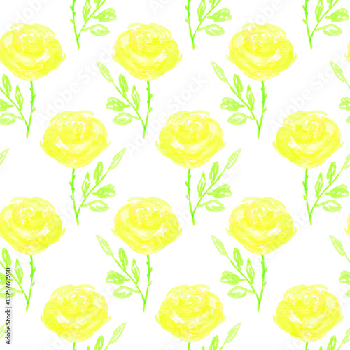 Seamless floral pattern. Hand painted rose flowers. Graphic element for baby shower or wedding invitations, birthday card, printables, wallpaper, scrapbooking. Vector illustration.