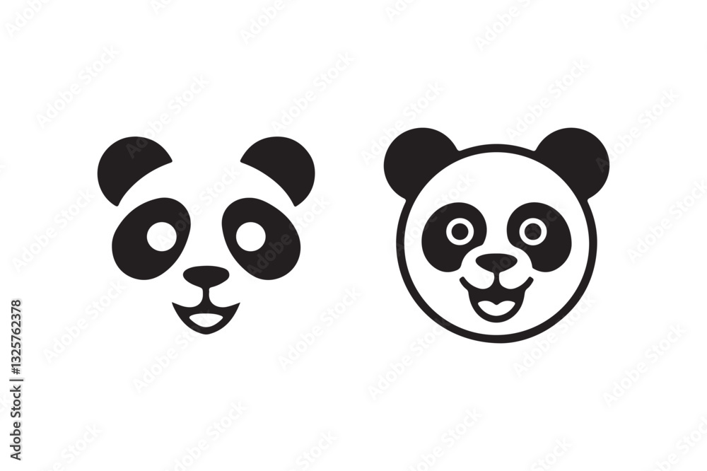Panda face silhouette vector illustration Panda face silhouette vector illustration