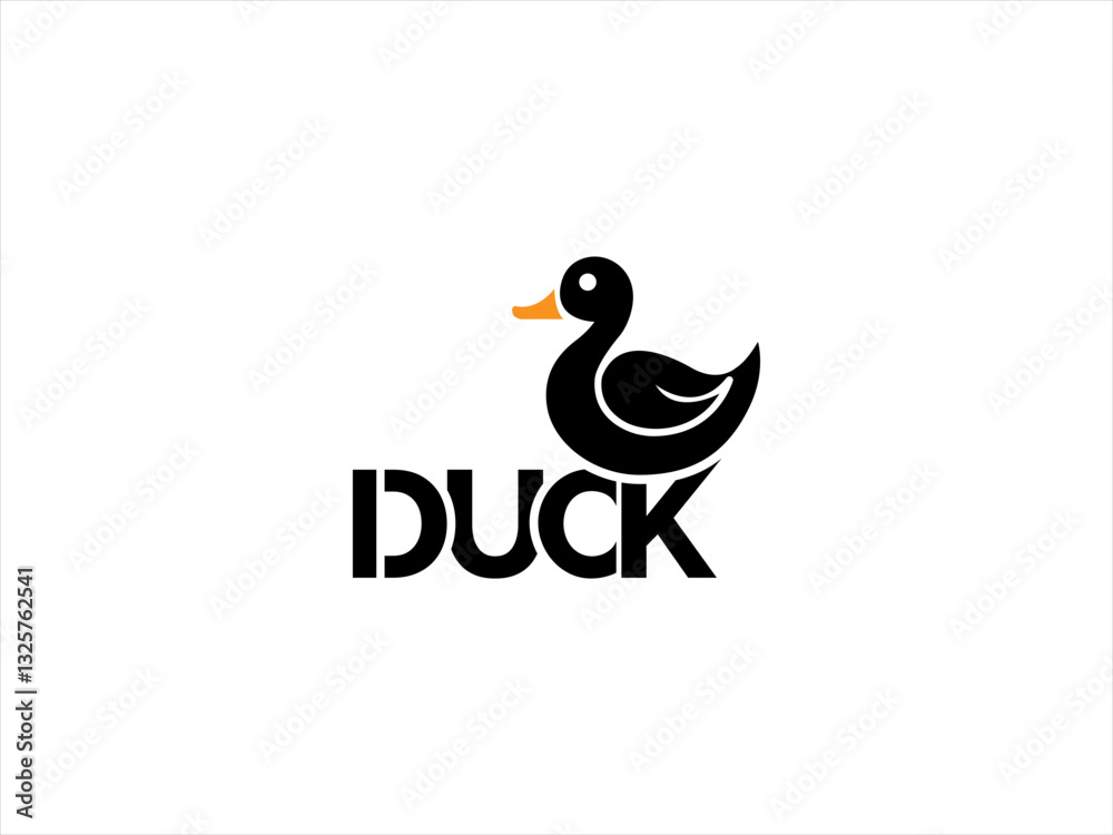 Fototapeta premium Simple black duck logo design.
