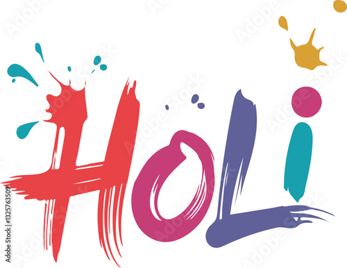 Happy Holi Typography Colorful Festival Vector