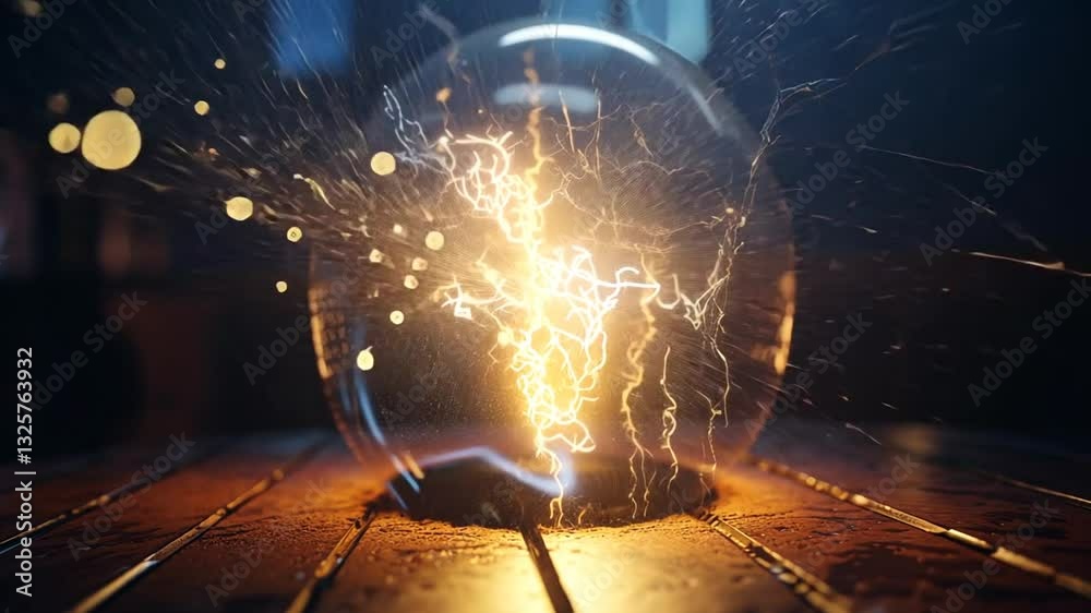 Leuchtende elektrische Blitze in einer Kugel