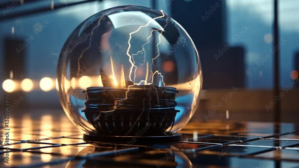 Futuristische Kugel mit elektrischen Blitzen