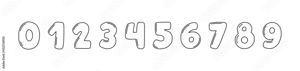 Kids Coloured Cartoon Number Set outline Kids Coloured Cartoon Number Set outline