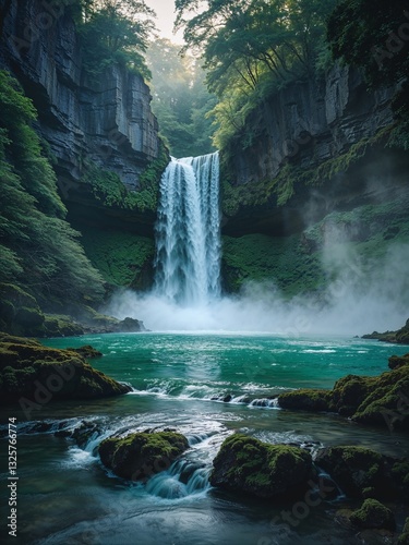 waterfall in the mountains