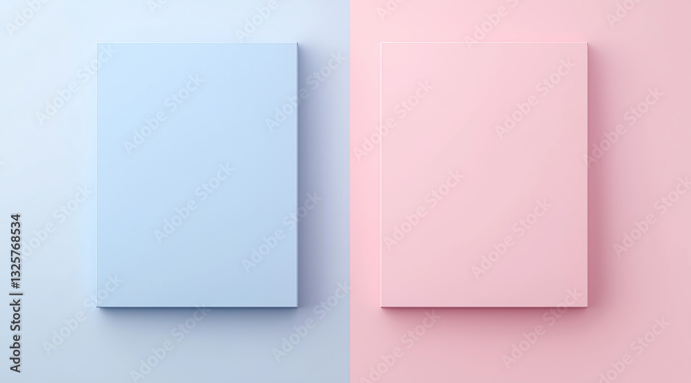 Fototapeta premium Minimalist Blue and Pink Color Block Mockup