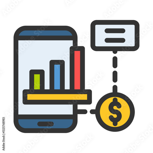 smartphone graph business analytic filled style