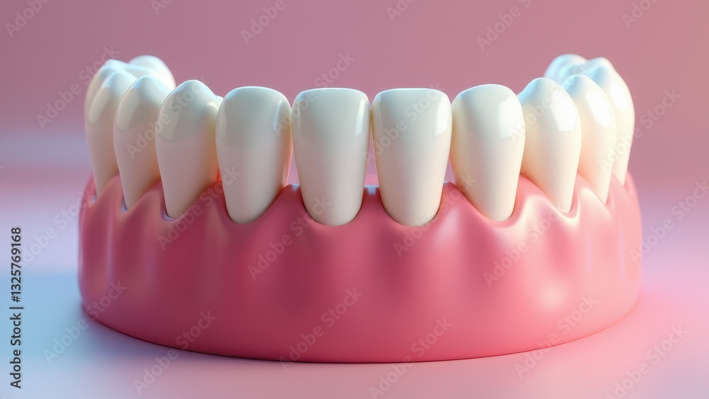 Obraz premium A detailed teeth model showing the upper row of teeth and gums.