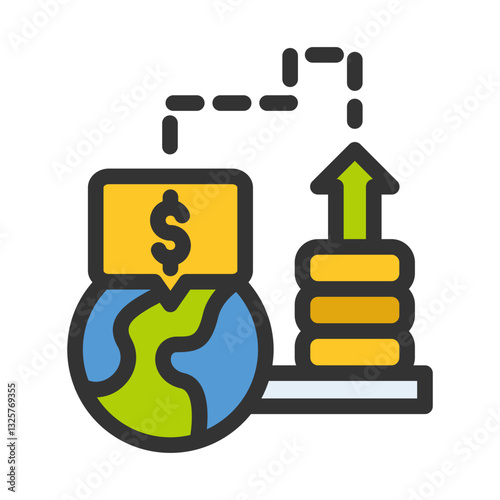 world economy growth business analytic filled style