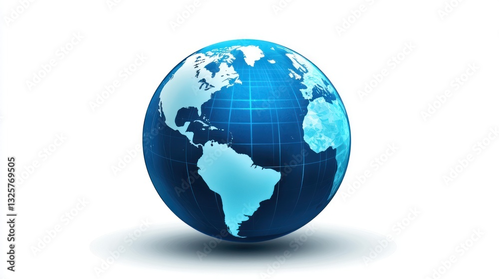 Detailed Blue Earth Globe with Ocean and Landmass Viewpoint Detailed Blue Earth Globe with Ocean and Landmass Viewpoint