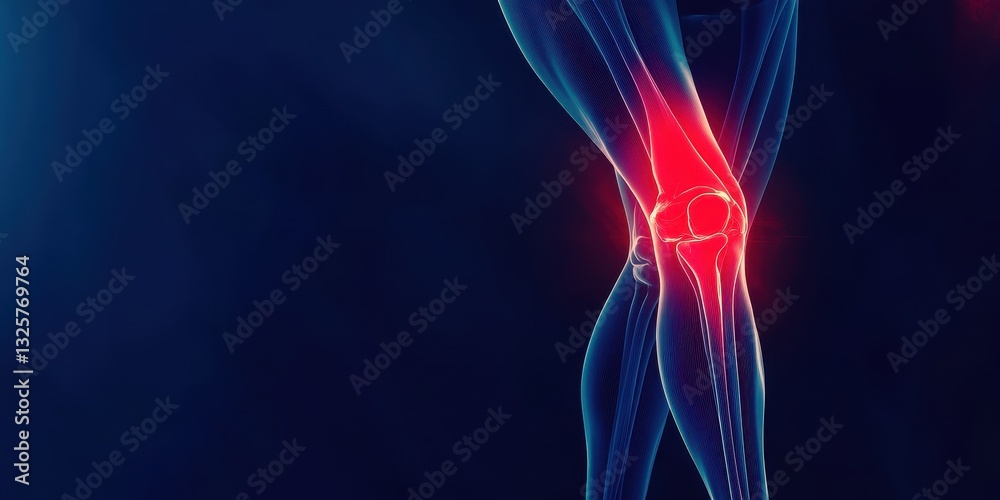 Human Knee Joint Pain Illustration Red and Blue Digital Anatomy Human Knee Joint Pain Illustration Red and Blue Digital Anatomy