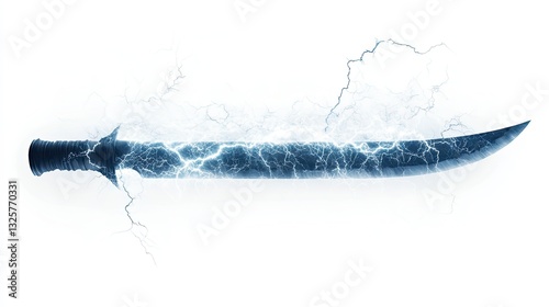 Thunderous Storm Blade with Electric Sparks isolated on white photo