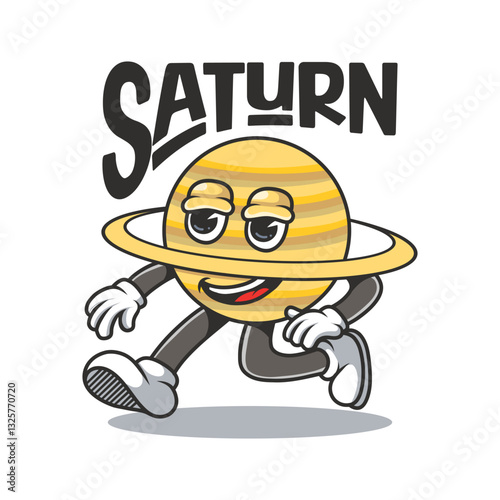 saturn mascot retro cartoon