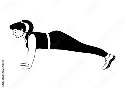 Woman performing a push-up exercise indoors for strength training