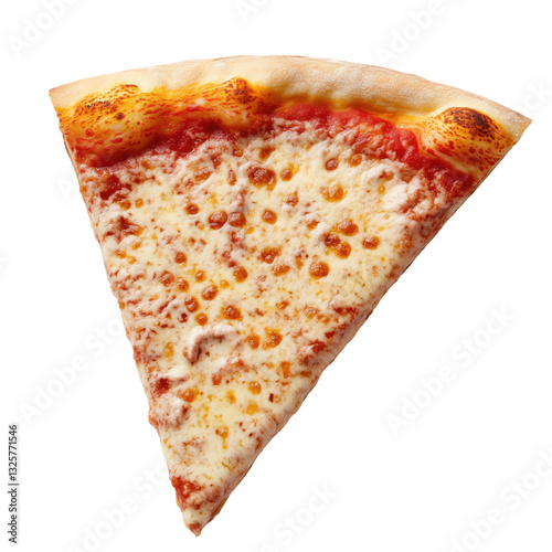 Delicious slice of New York style pizza with cheese and tomato sauce, isolated on transparent background