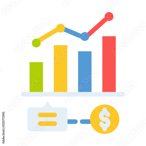 chart bar business analytic flat style