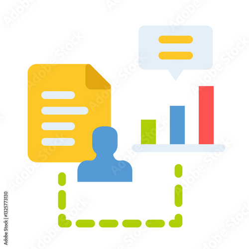 person chart graph report business analytic flat style