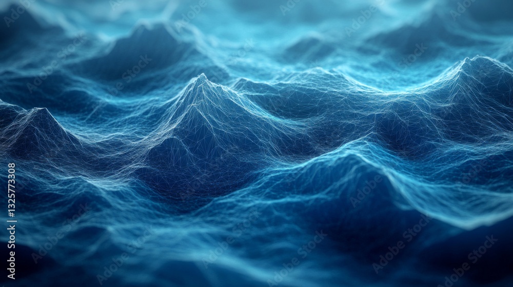 Obraz premium Abstract Blue Data Wave Landscape