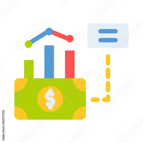 money chart graph business analytic flat style