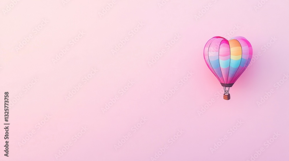 Obraz premium Pastel Pink Heart Shaped Hot Air Balloon