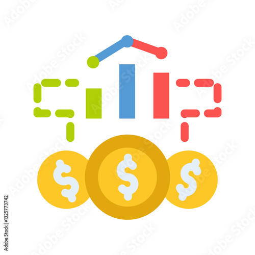 coin finance chart graph business analytic flat style