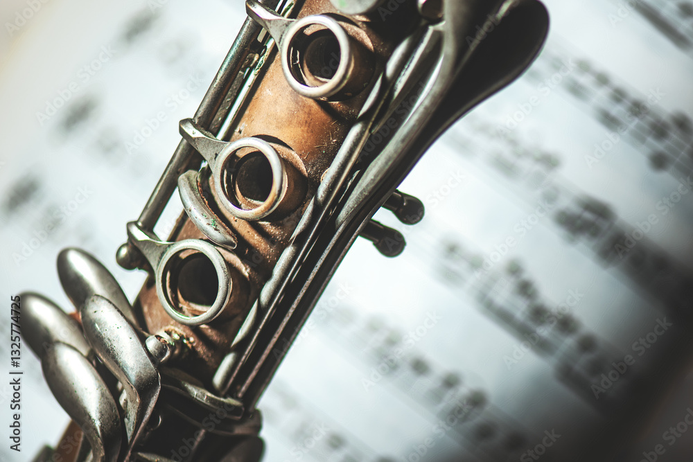 Obraz premium Detail of a vintage clarinet