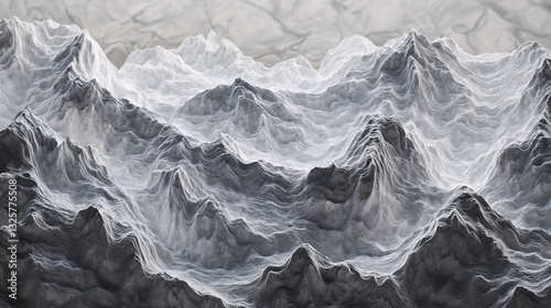 Rippled mountain textures in slate gray and frosted silver plain background