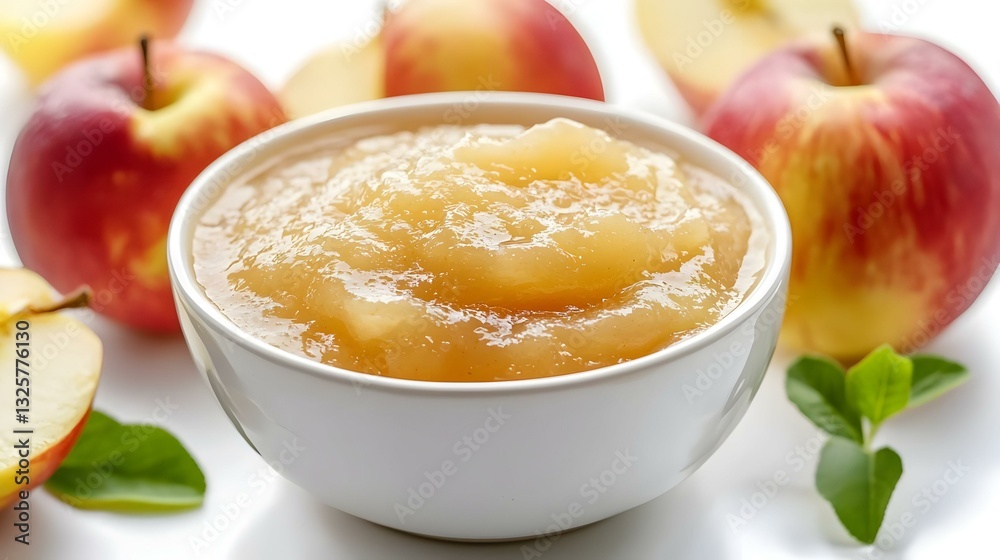 Applesauce in bowl isolated on white background Applesauce in bowl isolated on white background