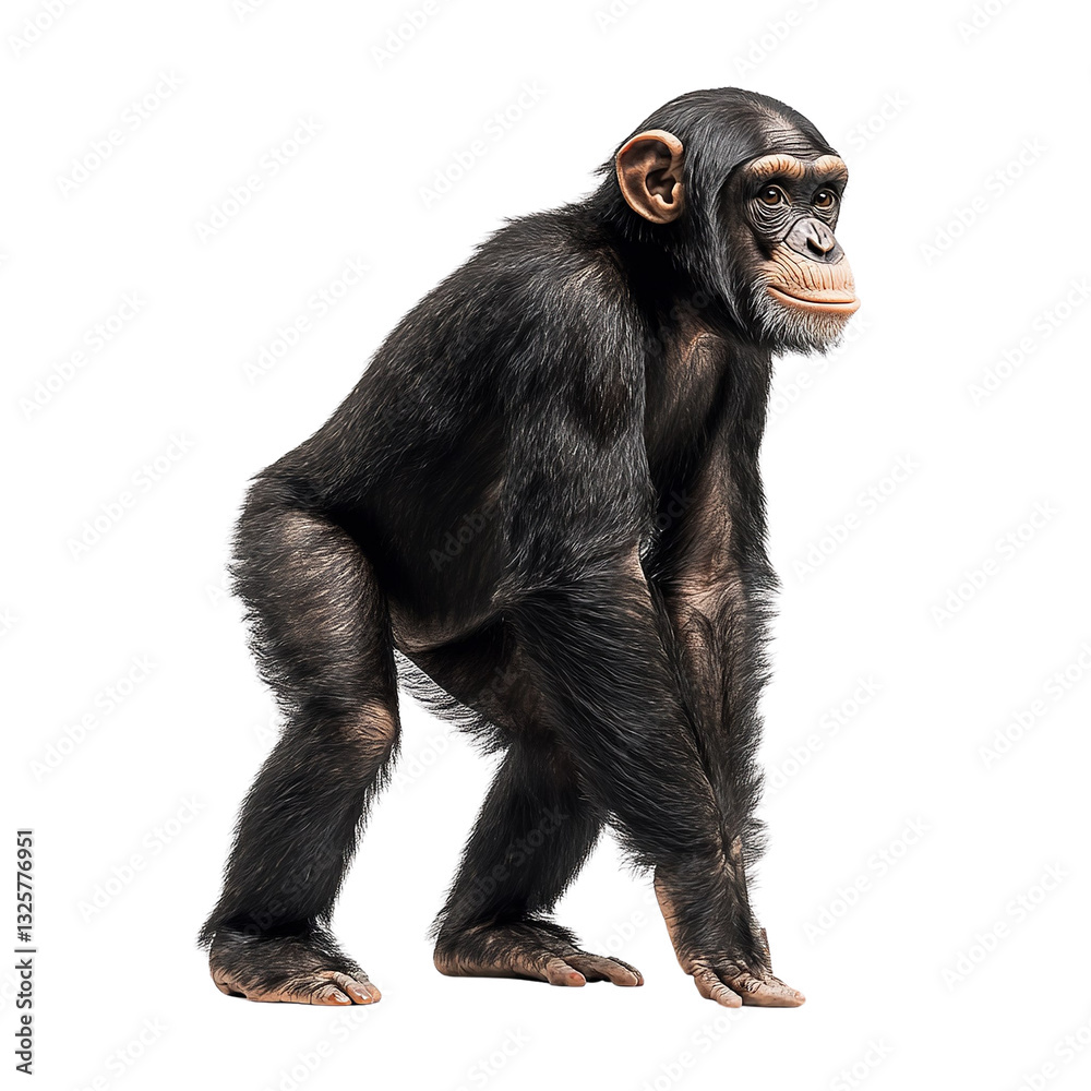 Fototapeta premium Realistic Chimpanzee Standing Upright