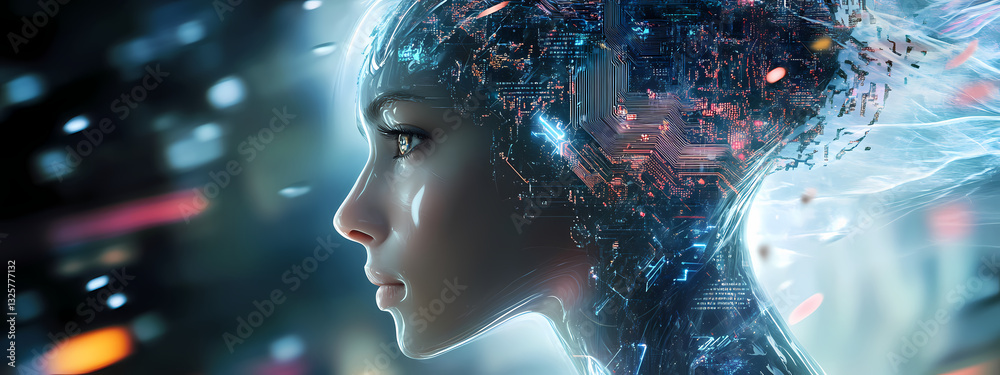 High-Tech AI Woman with Neural Evolution High-Tech AI Woman with Neural Evolution