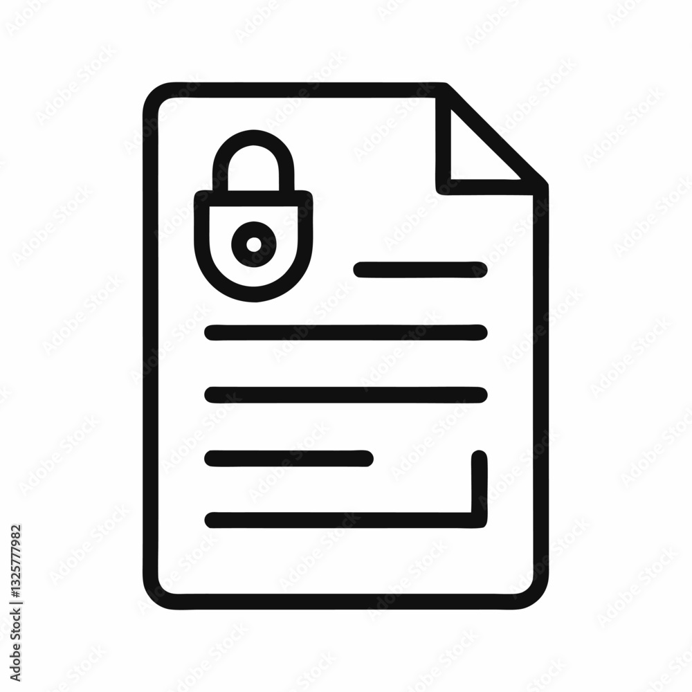Ciphered Document Icon Outline Vector for Security Ciphered Document Icon Outline Vector for Security